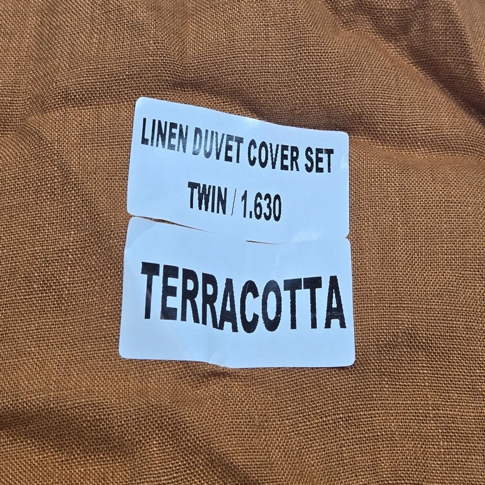 NWOT QUINCE European Linen Duvet Cover Set Twin Terracotta 1005 - Picture 7 of 9